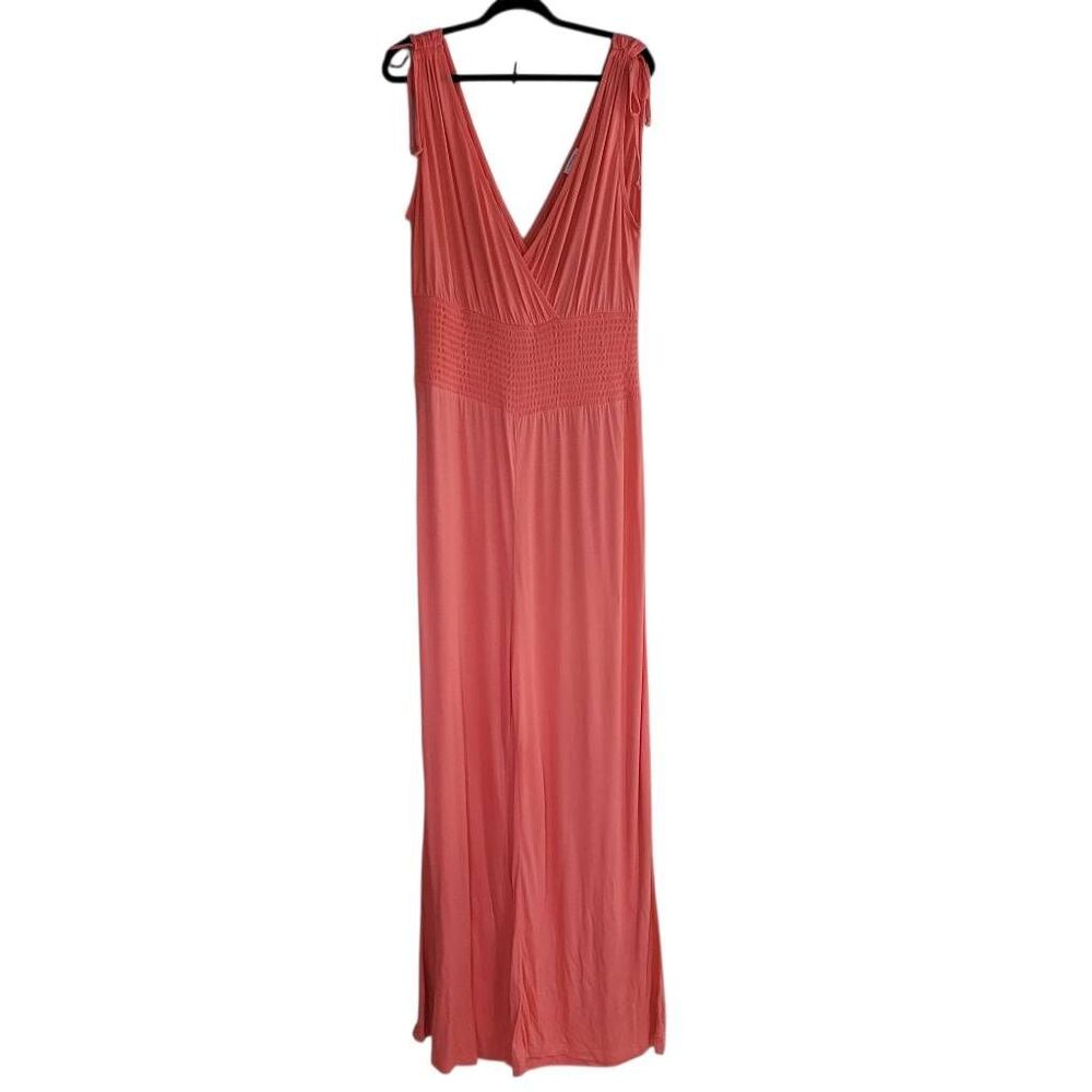 NWT lascana jumpsuit sleeveless wide leg salmon size 14 summer beachy